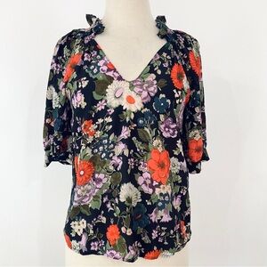 Rebecca Taylor 100% silk short sleeve blouse NEW